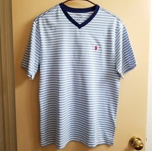 Boy's Ralph Lauren Polo V-neck Stripe T-Shirt XL